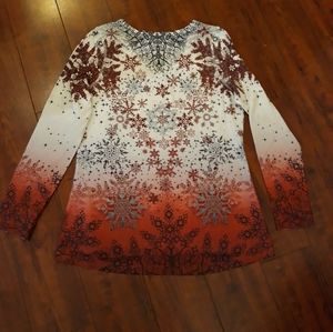 Holiday Traditions Snowflakes Blouse M